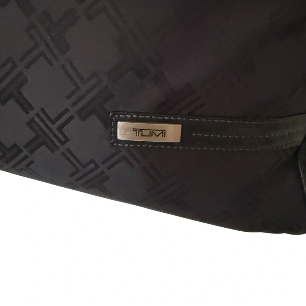 Tumi Black Briefcase with Leather Trim and Silver Hardware